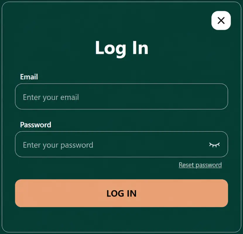 Cresus Casino login form